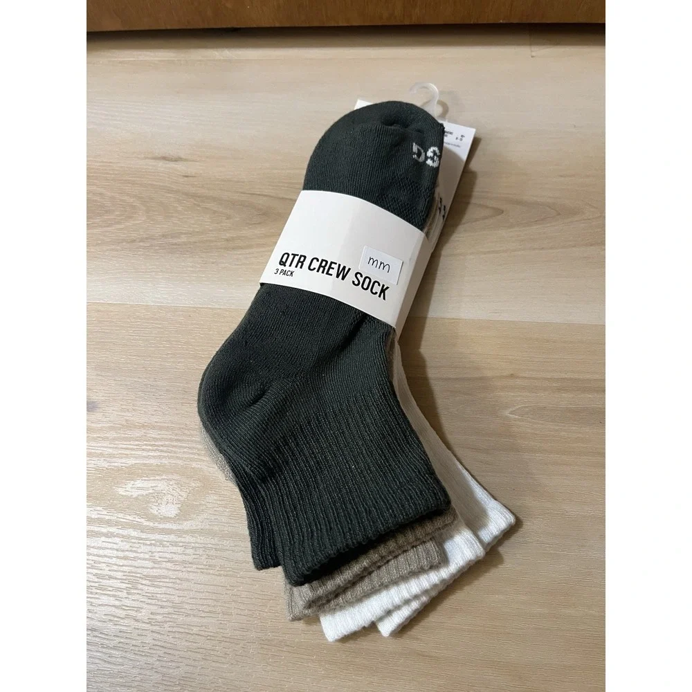 New DSG Quarter Crew Socks Olive Tan White Mens‎ 8-13 Women 10+ Cushioned 3 Pack